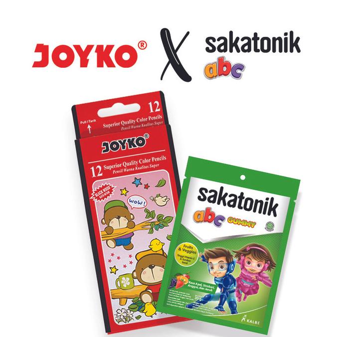 

Joyko Pensil Warna Black Wood CP-1 & Sakatonik ABC Gummy Fruit