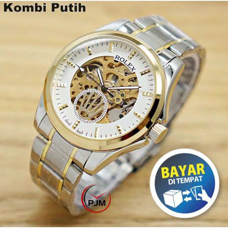 (Terima Cod)Jam Tangan Pria Rolex Autometic King Strap Rantai/Stell(Dikirim Jakarta)