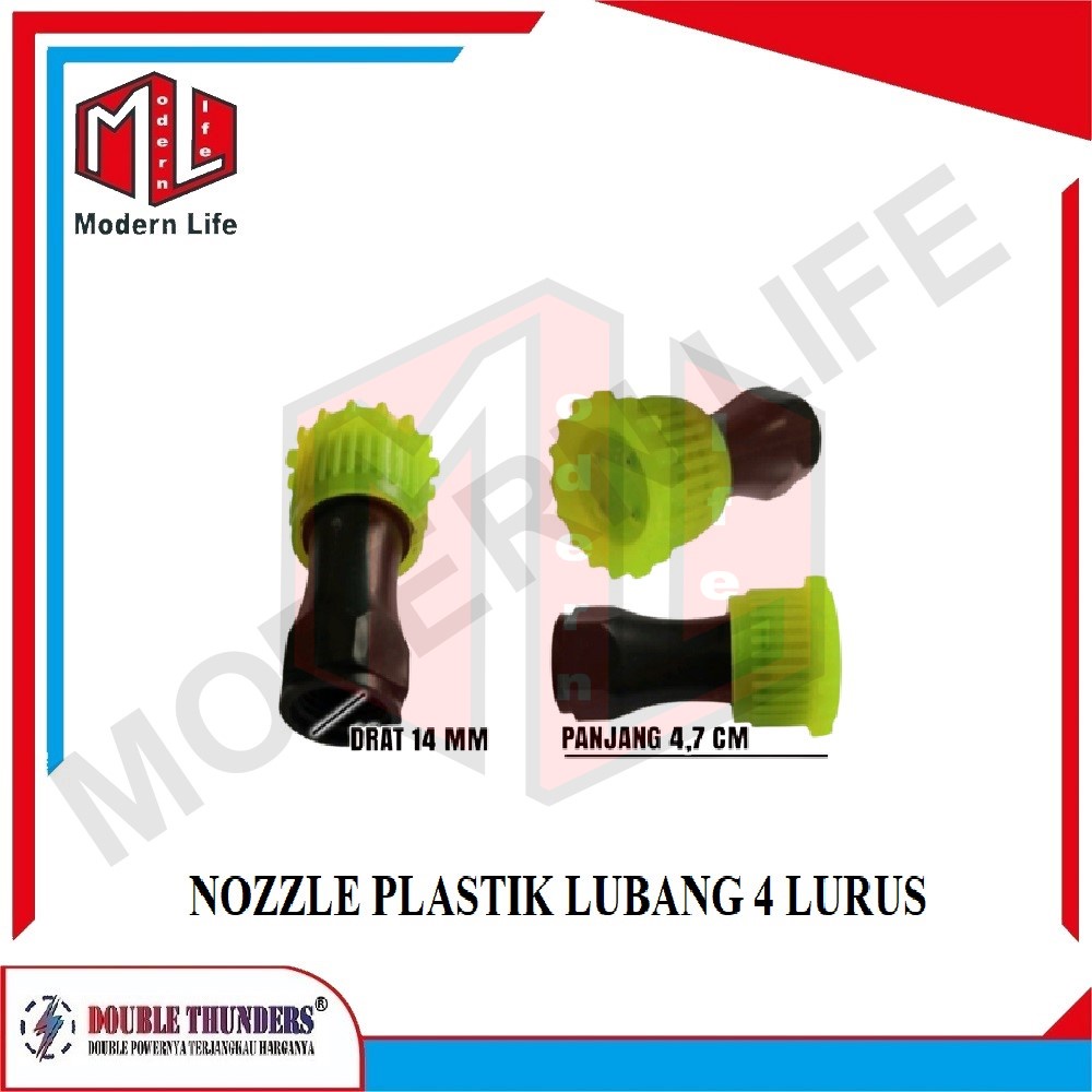 Nozel Spuyer Spayer Nozzle Plastik Lubang 4 Gagang Lurus Kabut DT