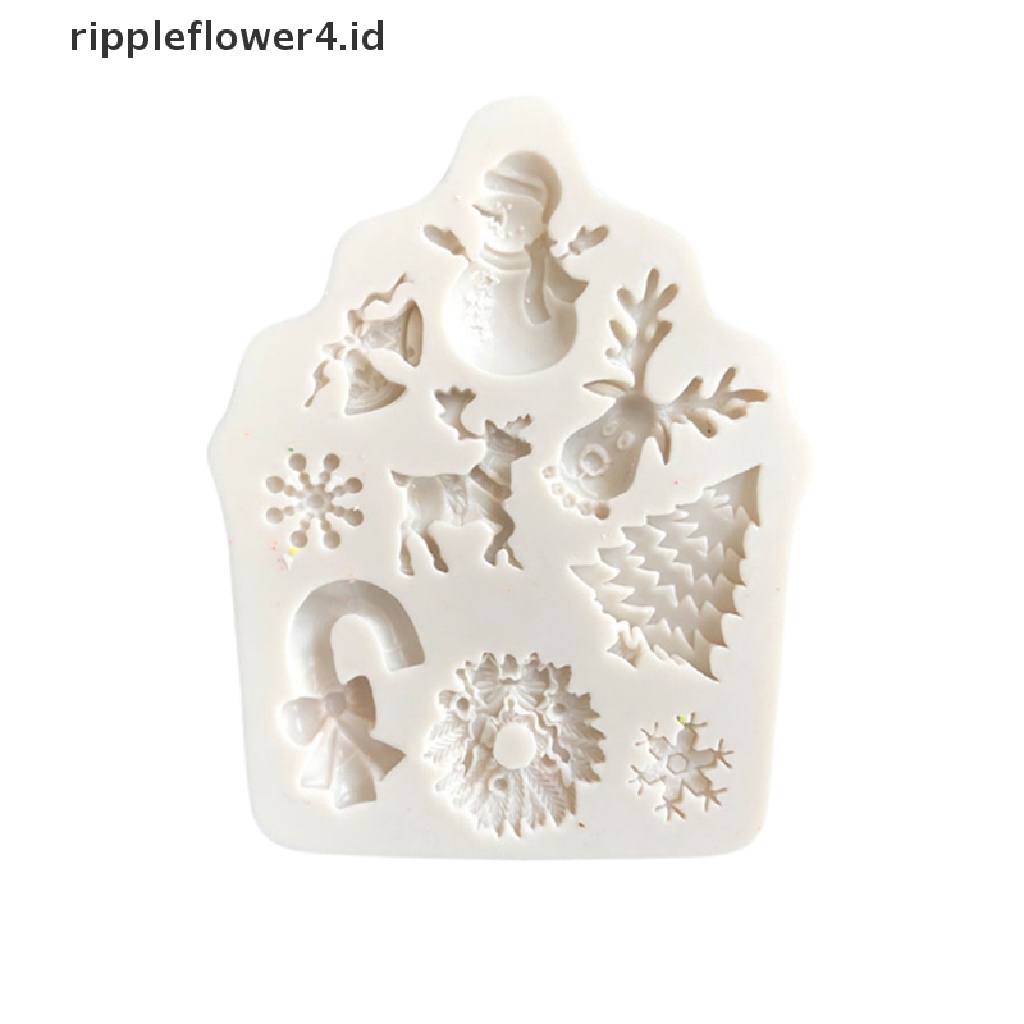 {rippleflower4.id} Silikon Pohon Natal Elk Snowman Snowflake Cutter Cetakan DIY Baking Kue Dekorasi~