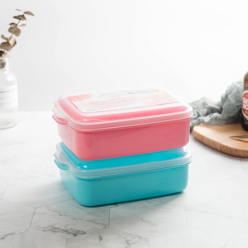 Lunch Box Portable 2 Warna dengan set sendok Siap Pakai | Kotak Bekal Serbaguna