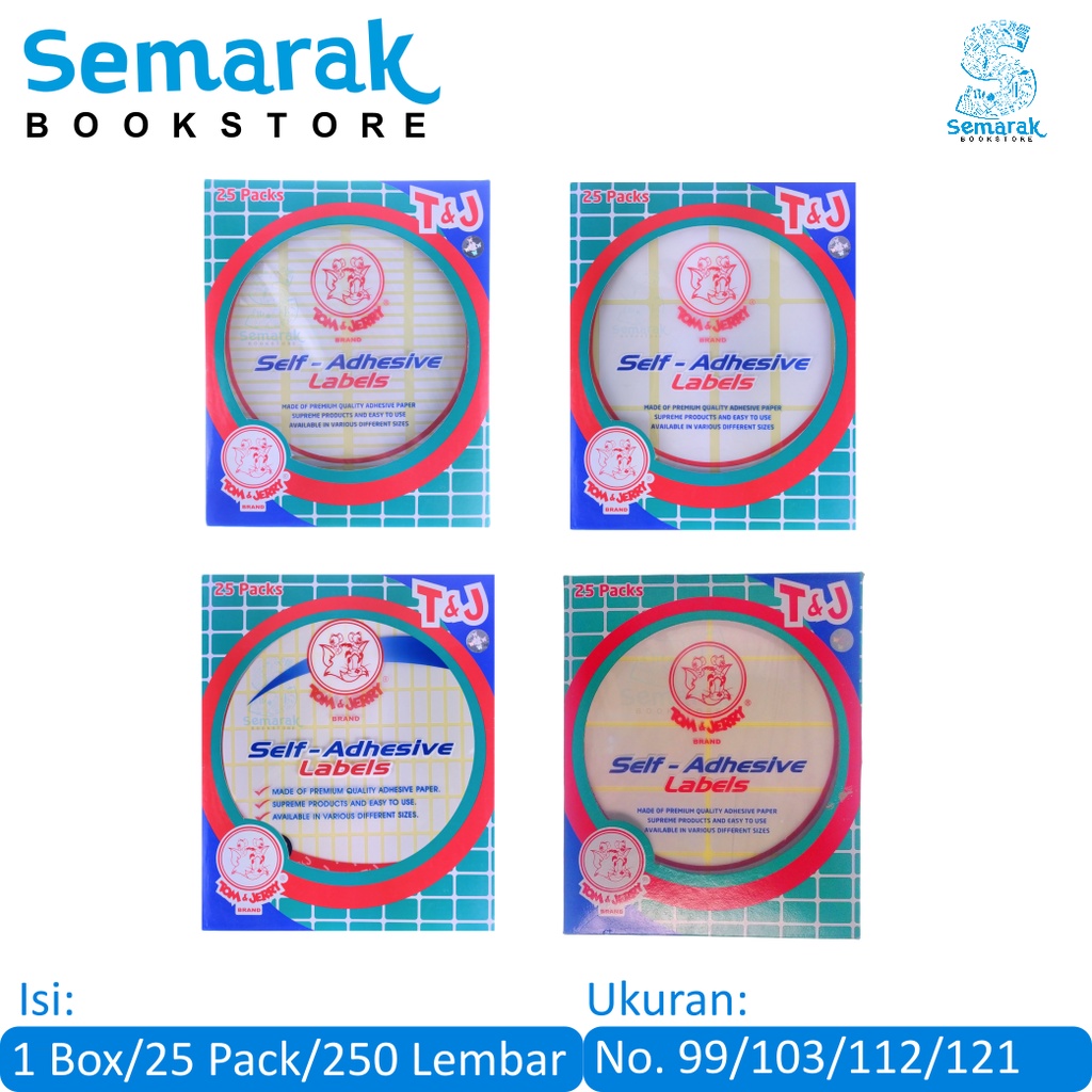 

Tom & Jerry Sticker Self-Adhesive Labels Stiker Label No. 99 / 103 / 112 / 121 [1 Box / 25 Pack / 250 Lembar]