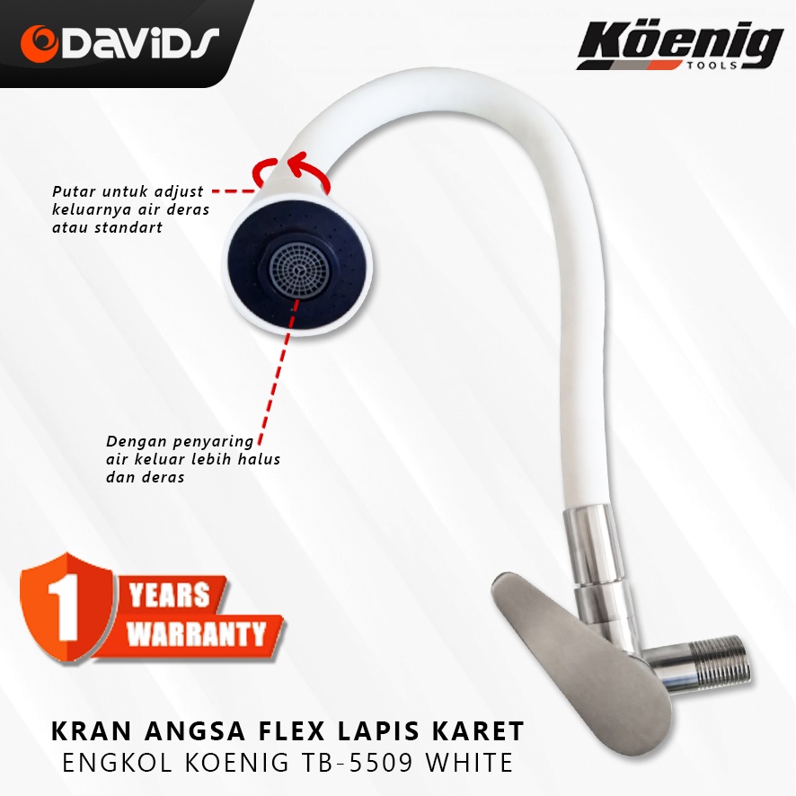 Kran Angsa Fleksibel Keran Wastafel Cuci Piring Stainless Dapur Sink Koenig 5509