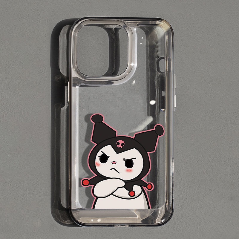 Angry Kuromi Casing Ponsel Transparan Lembut Kompatibel Untuk IPhone 14 13 12 11 Pro XS Max X XR 78 6 6S Plus Casing Shockproof TPU Cover