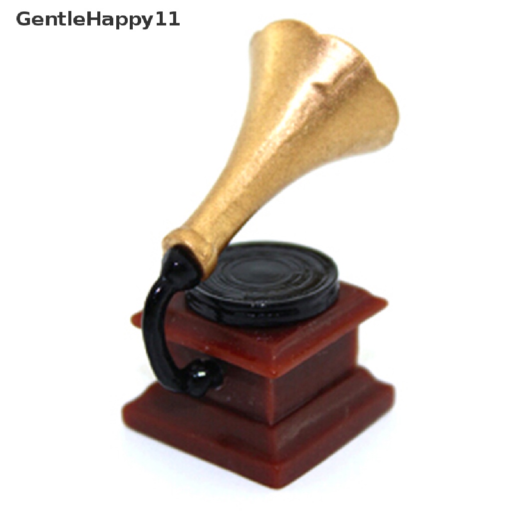 Gentlehappy1:12 Miniatur retro phonograph Rumah Boneka diy Aksesoris Dekorasi Rumah Boneka  Id