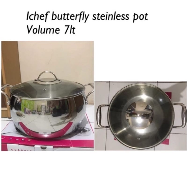 ICHEF BUTTERFLY STAINLESS POT 7 LTR
