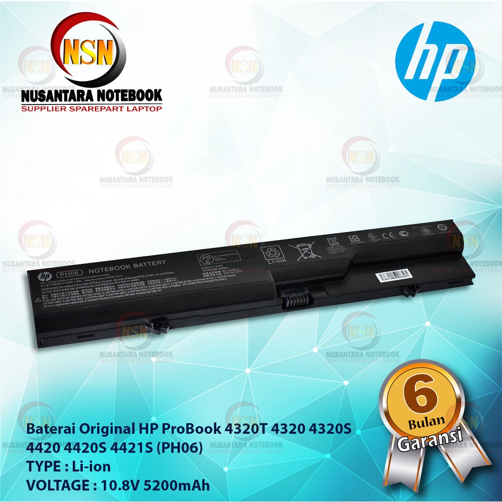 Baterai ORIGINAL HP ProBook 4320T 4320 4320S 4420 4420S 4421S PH06 10.8V 5200mAh