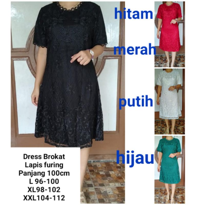 Dress Mewah Brokat import Bunga timbul