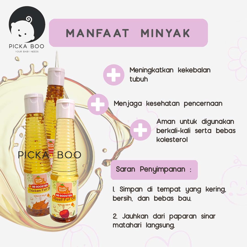 PICKA BOO Plum &amp; Blum Chicken Fat Oil Beef Fat Oil Minyak Mpasi BB Booster