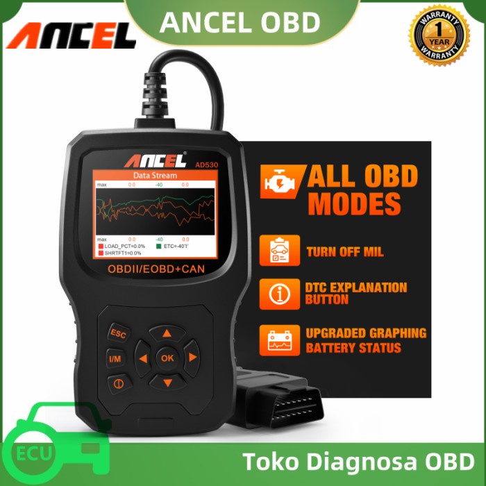 Ancel Ad530 OBD2 Scanner Mobil Universal Bahasa indonesia