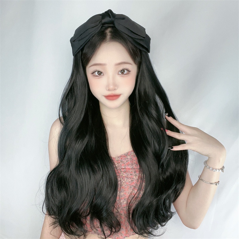 Wig Bando Cantik Wanita Simple Elegan Korean Version Wig Bando Panjang Wanita