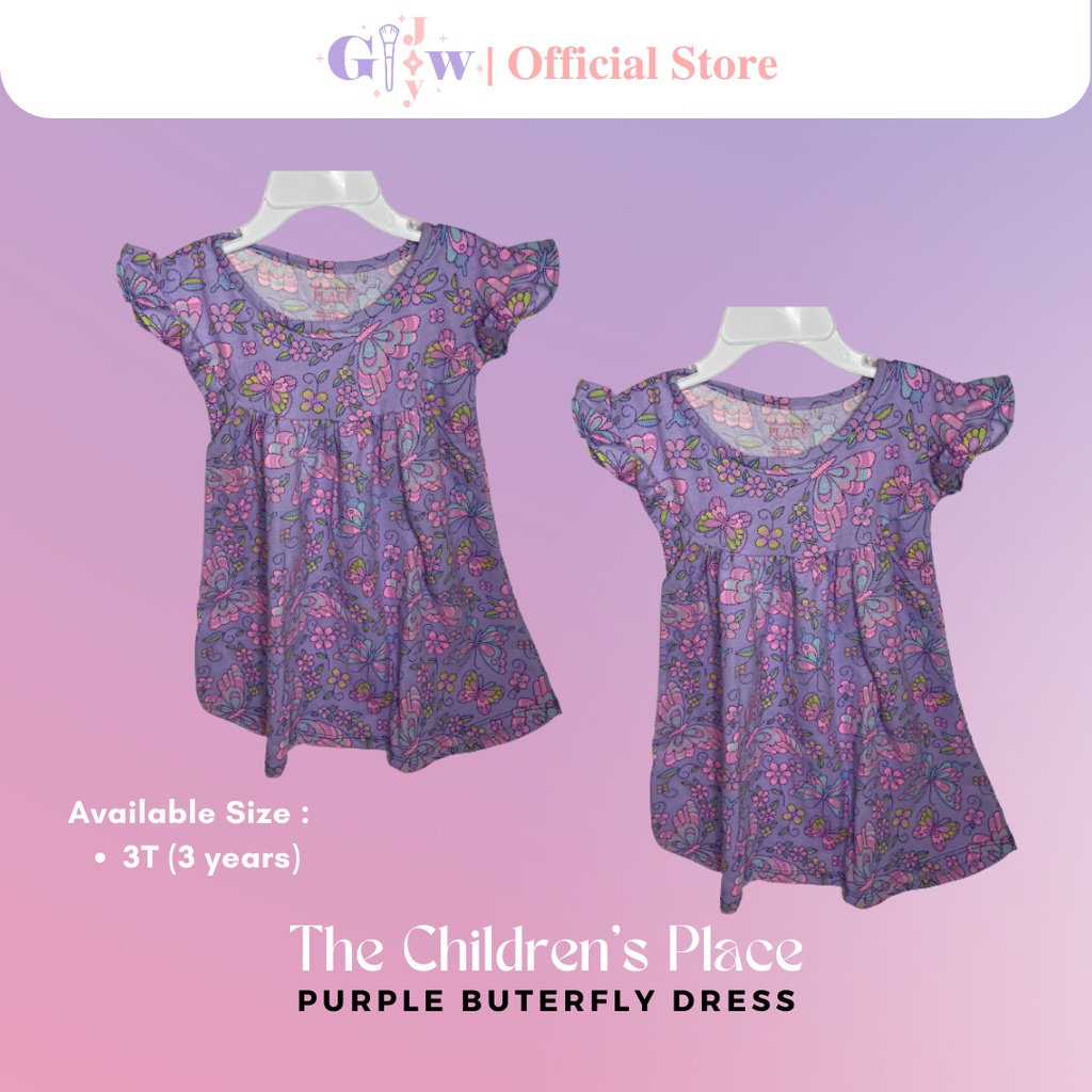 A5018 THE CHILDREN'S PLACE purple buterfly dress / baju anak kecil bayi remaja girl bodysuit jumper pakaian perempuan laki laki cowo cewe cewek cowok kemeja overall lucu unik imut gemas gemes murah sisa ekspor export kaos kaus