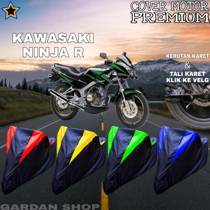 SARUNG MOTOR KAWASAKI NINJA R HITAM KOMBINASI BODY COVER NINJA PREMIUM