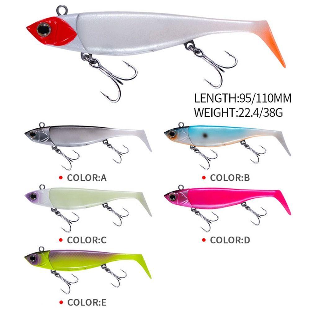 Top Soft bass Umpan T Tail Silikon Lalat Pancing Laut Memimpin Kait Kepala
