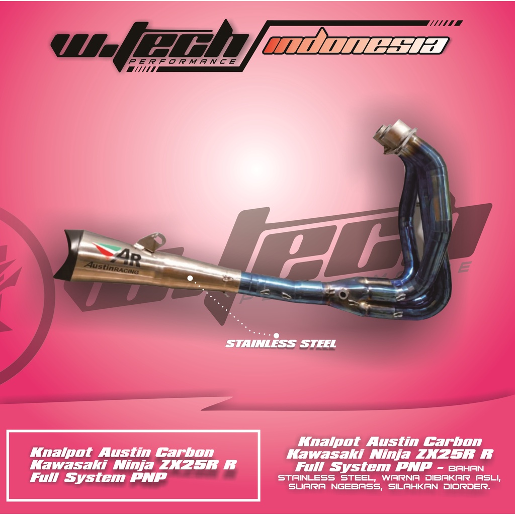 Knalpot Ninja ZX25R AustinRacing Hiu BlueMoon Full System ( PNP ) wtech