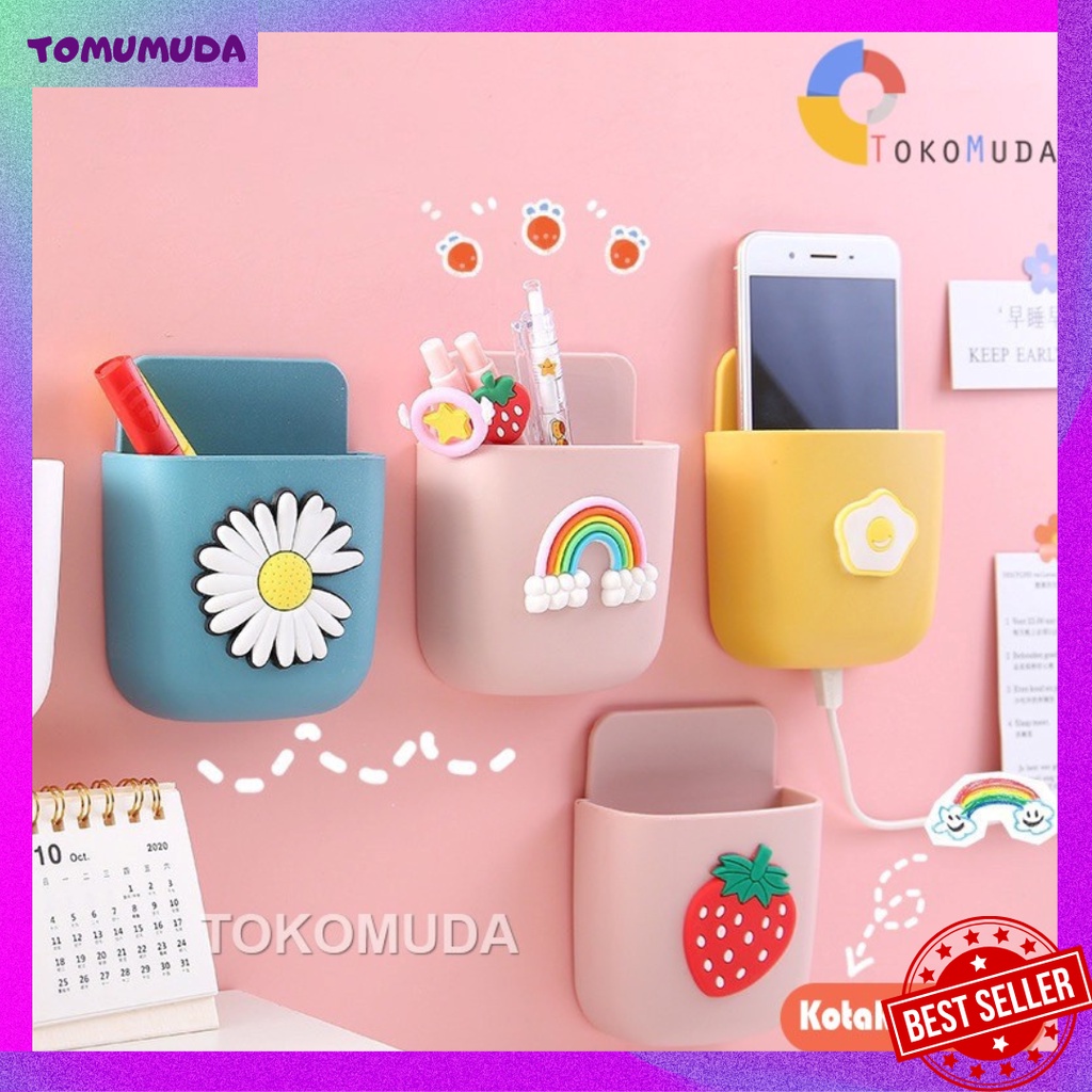 TOKOMUDA Tempat Hp Tempel Dinding Rak Handphone Penyimpanan Remote ATK HP Kabel Organizer LL79