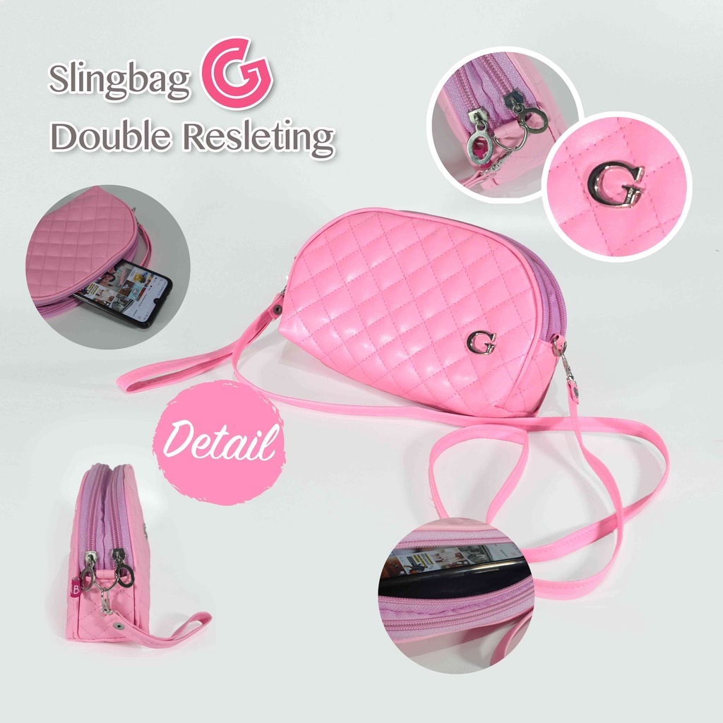 Tas Wanita Sling bag G Double Resleting - Tas Wanita Selempang Model Kerang