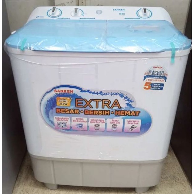 MESIN CUCI SANKEN TW-9110BU / TW-9110PK 2 TABUNG 7 - 8 KG BIRU PINK TW 9110 GARANSI RESMI BEKASI