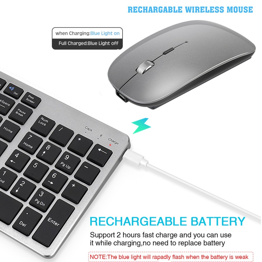 MAC109 Wireless Slim Keyboard Mouse Ultra Thin Dual Mode Office Typing