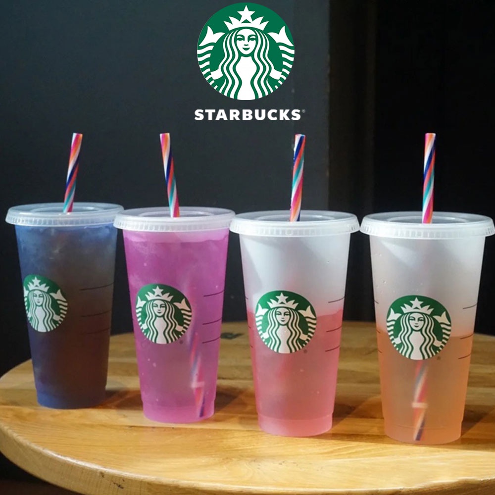 Starbucks Tumbler Reusable Cup Berubah Warna Colour Transparan Cup Color Changing Cups