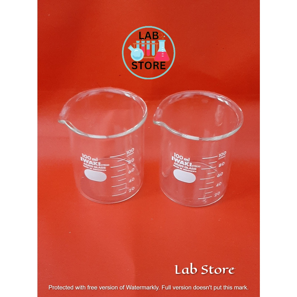 Beaker / Beaker 100ml Iwaki / Beaker Glass 100ml / Gelas Kimia 100ml IWAKI