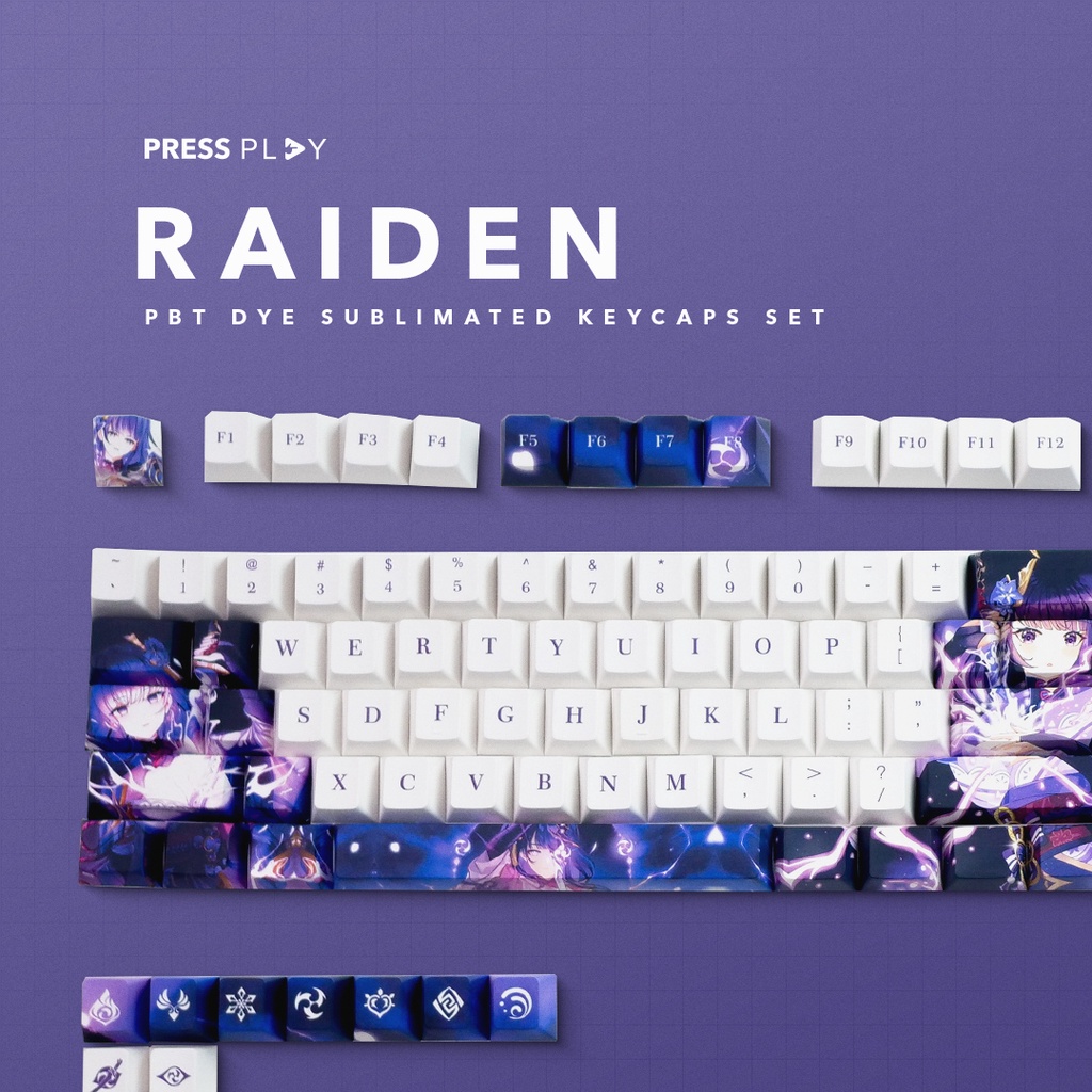 Genshin Impact RAIDEN SHOGUN PBT Dye Sub Keycaps Mechanical Keyboard
