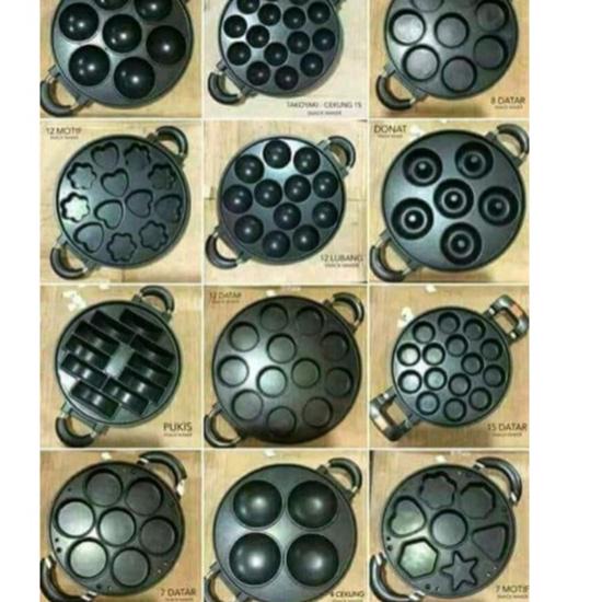 Baru Laris HAPPY CALL Cetakan Kue Serabi 12 Lubang Datar Loyang Martabak Mini Lumpur Teflon Anti Len