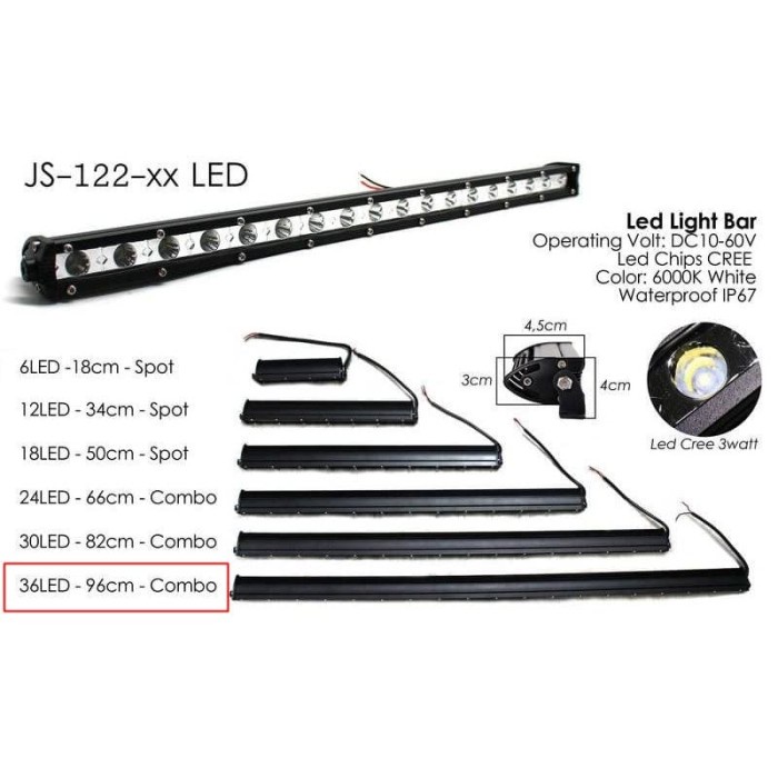 Lampu Sorot Ledbar Slim Mobil Motor 36Led 108W 96Cm Tipis #Original
