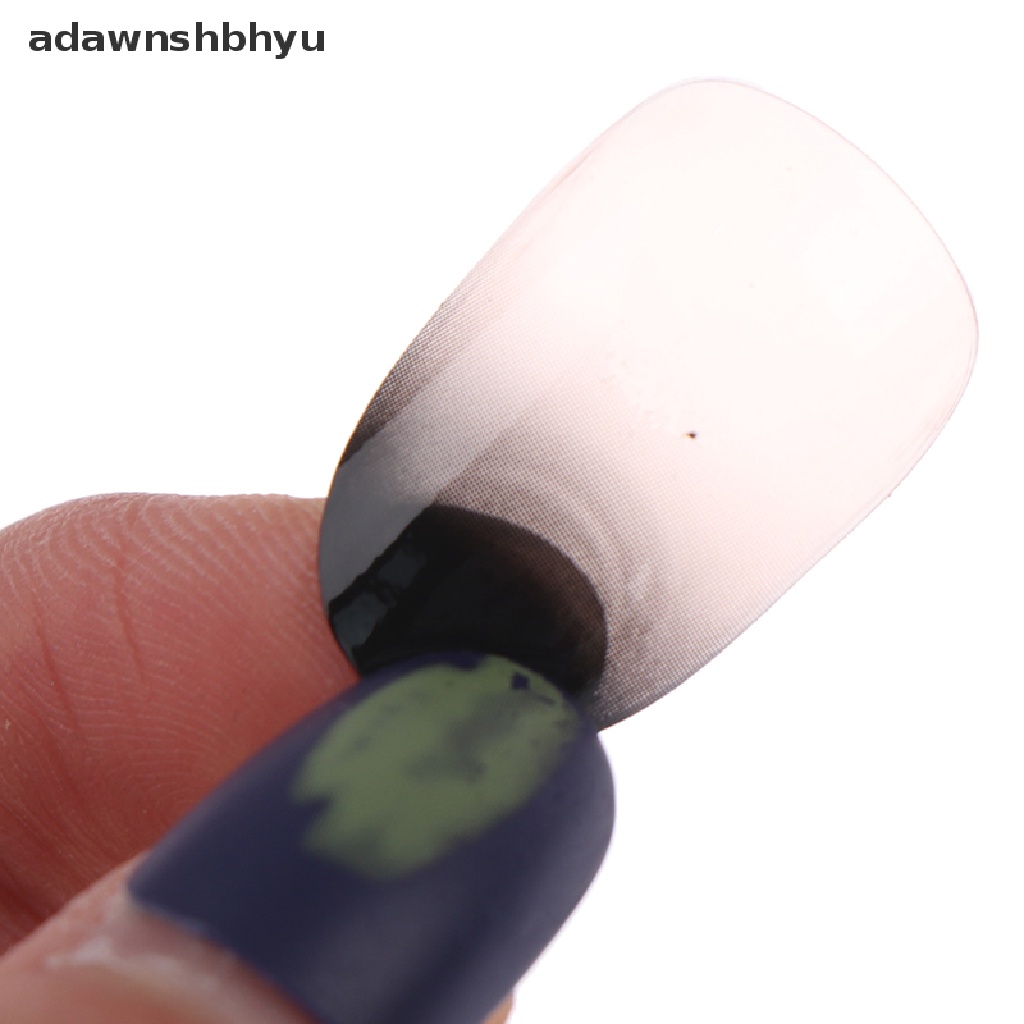 Adawnshbhyu 24Pcs Buatan Hitam Gradien Kuku Palsu Full Cover Extension Tips Dengan Lem ID