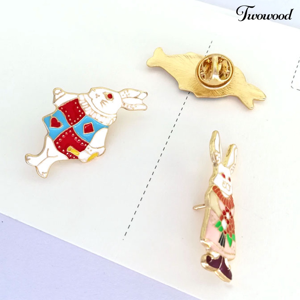 Twowood Mini Bentuk Kelinci Indah Bunny Kerah Bros Lapel Pin Aksesoris Ransel