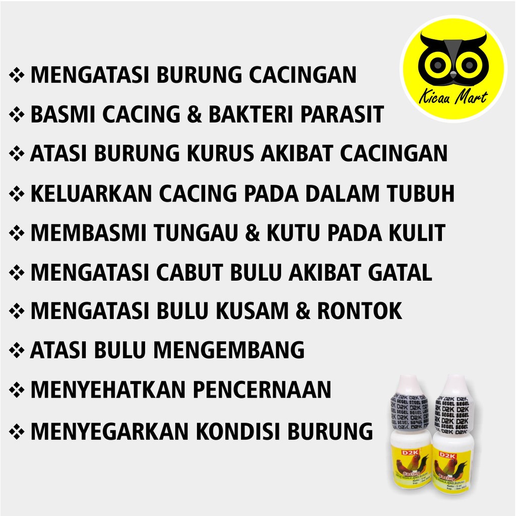 OBAT BURUNG MURAI LOVEBIRD CACING D2K ATASI CACINGAN KURUS NYILET BULU KUSAM NGEMBANG OBTBD4K