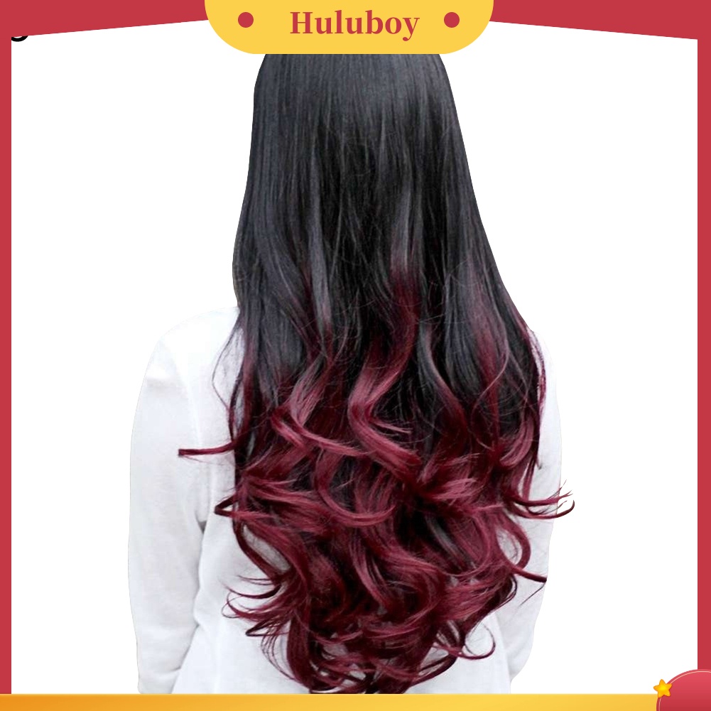 Wig Rambut Model Panjang Keriting Gelombang Warna Ombre Untuk Wanita