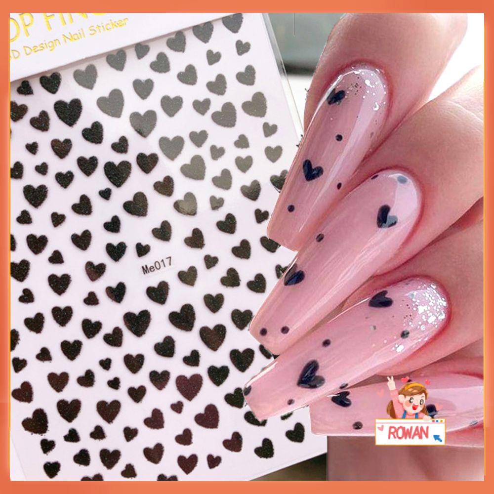 R-bunga Stiker Kuku Manicure Glitter Slider Decals Hati Cinta