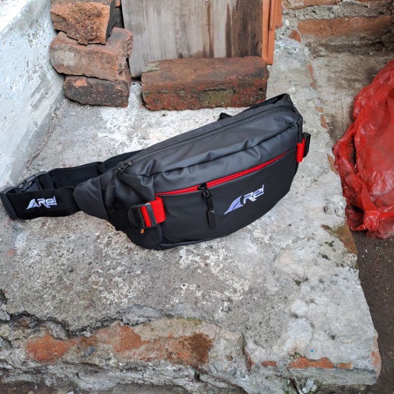 Tas Selempang Pinggang Pria AREI Xtrail Waterproof WaistBag Pria Anti Air Anti Sobek Premium Webing Bordir Murah