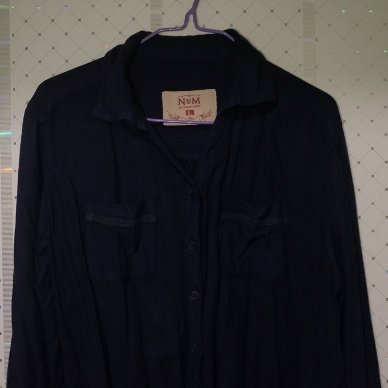 Preloved N&M Kemeja Rayon Biru Dongker