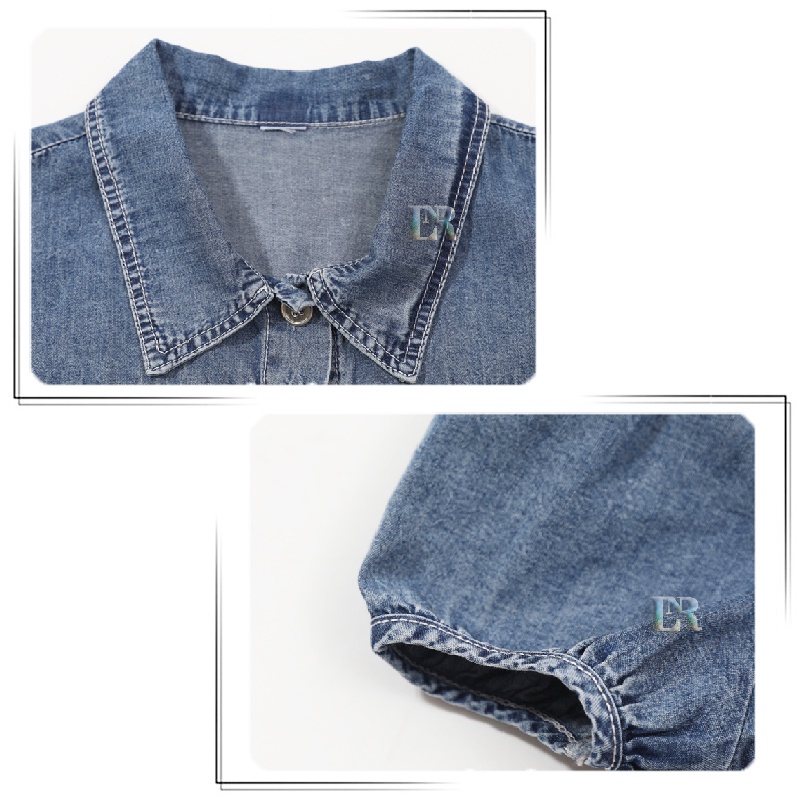 LNR Shop 2 in 1 Jaket Denim + Setelan Dress Bermotif Bunga Untuk Anak Perempuan Dua Potong Terpisah Baju Liburan Jalan Jalan Travelling Hari Raya Musim Panas Baju Pantai Kenakan Sesuka !