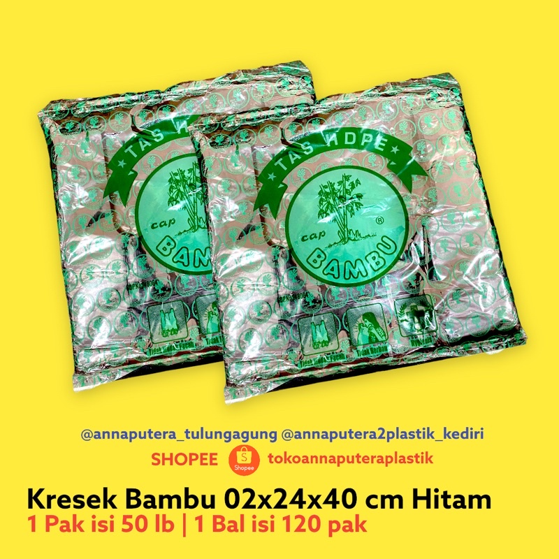 Kresek Bambu Hitam 02x24x40 cm isi 50lb