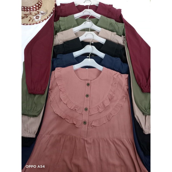 Gamis Rayon Premium Polos LD. 130 Jumbo Dress Rayon Kekinian Terbaru 2022 Model Kania dan Ameena Jum