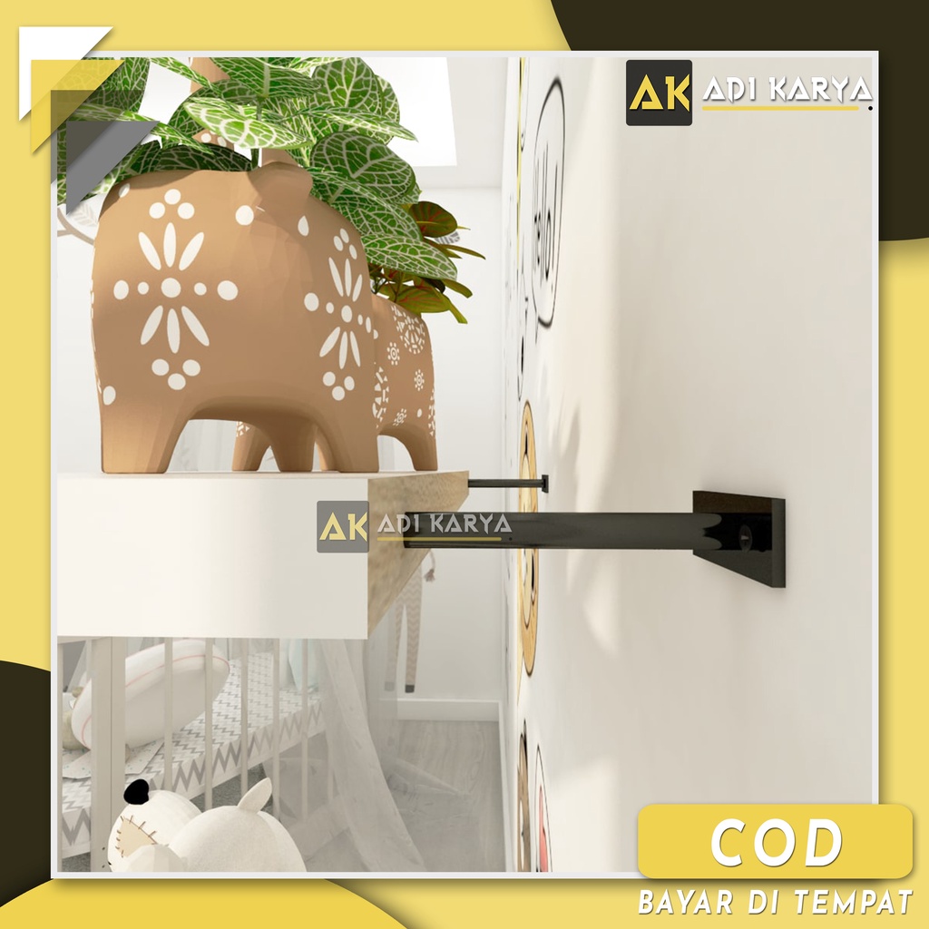 Rak Besi Siku Lubang Ambalan Gantung Tempel Tembok Minimalis