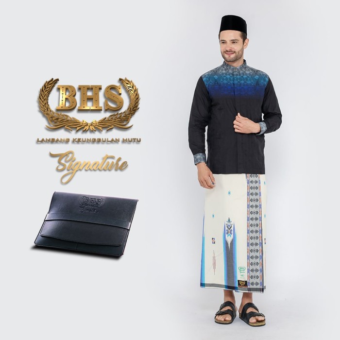 Sarung BHS Signature Gold Songket Gunung Diagonal Putih Silver