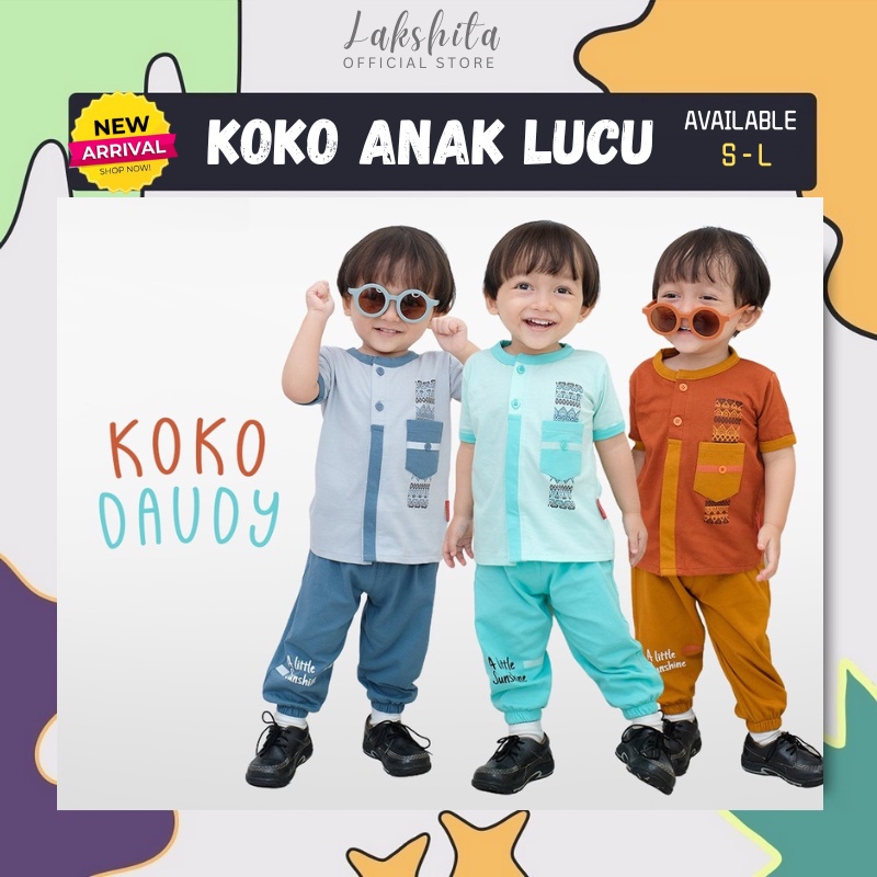 ORIGINAL HOOFLA Setelan Baju Koko Lengan Pendek Anak dan Bayi New Born Balita Laki Laki Muslim Stela