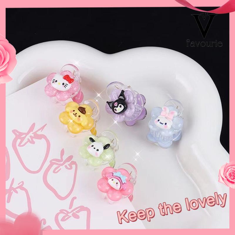 CODJepit Rambut Bunga Transparan Cinnamoroll Kuromi Teenage Student Cartoon Sweet Hair Clip-FA