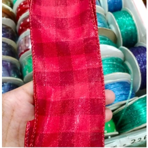 

Pita Natal Premium Kawat Merah Kotak 6cm Panjang 9meter/10yard