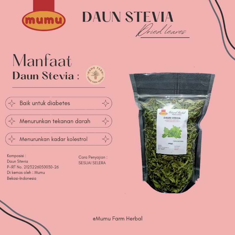 

Dau Stevia Kering Murni Pemanis Alami/Dried Stevia Leaf 40gram