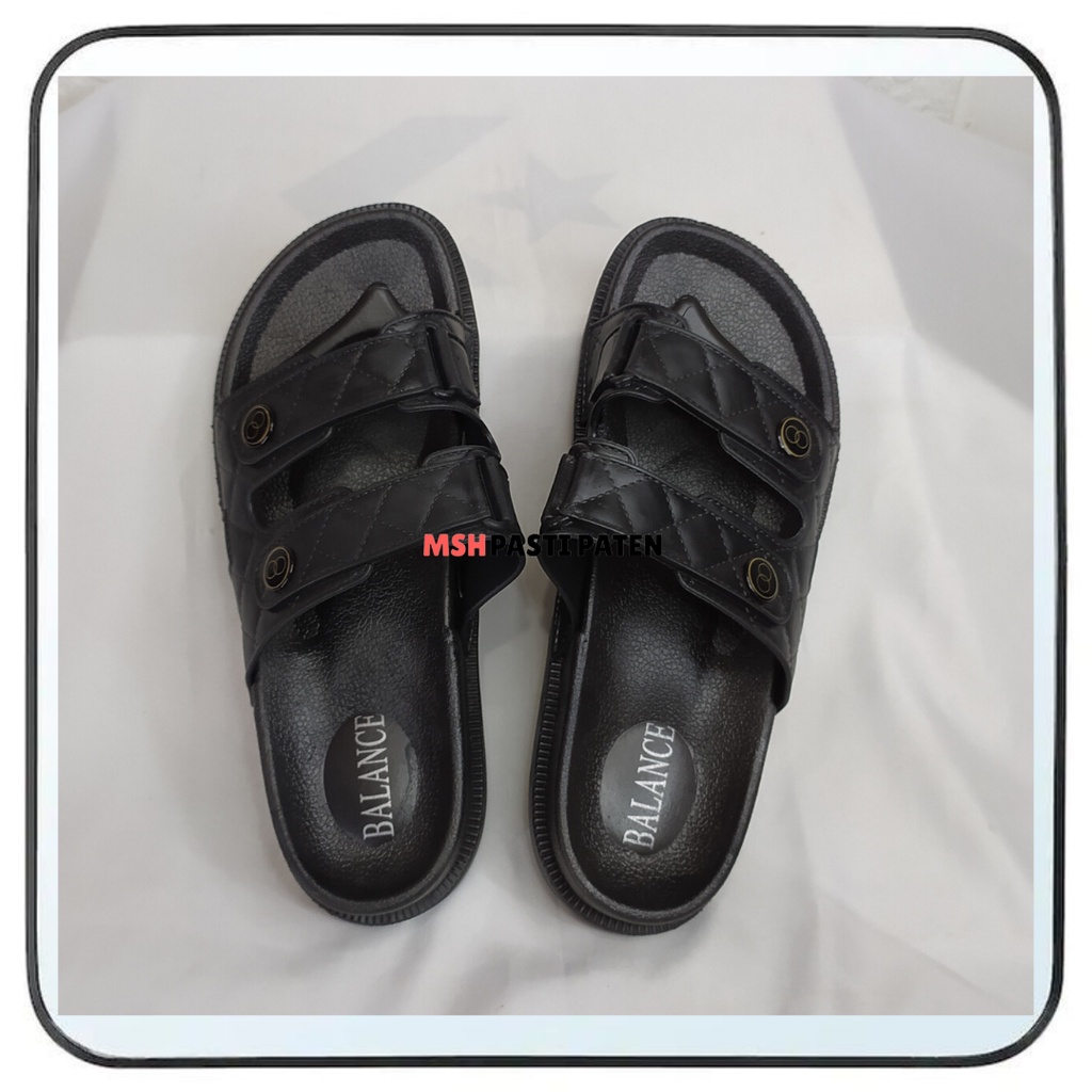 Sandal slop karet motif kulit wanita tahan air anti slip Sandal impor merk balance 1728