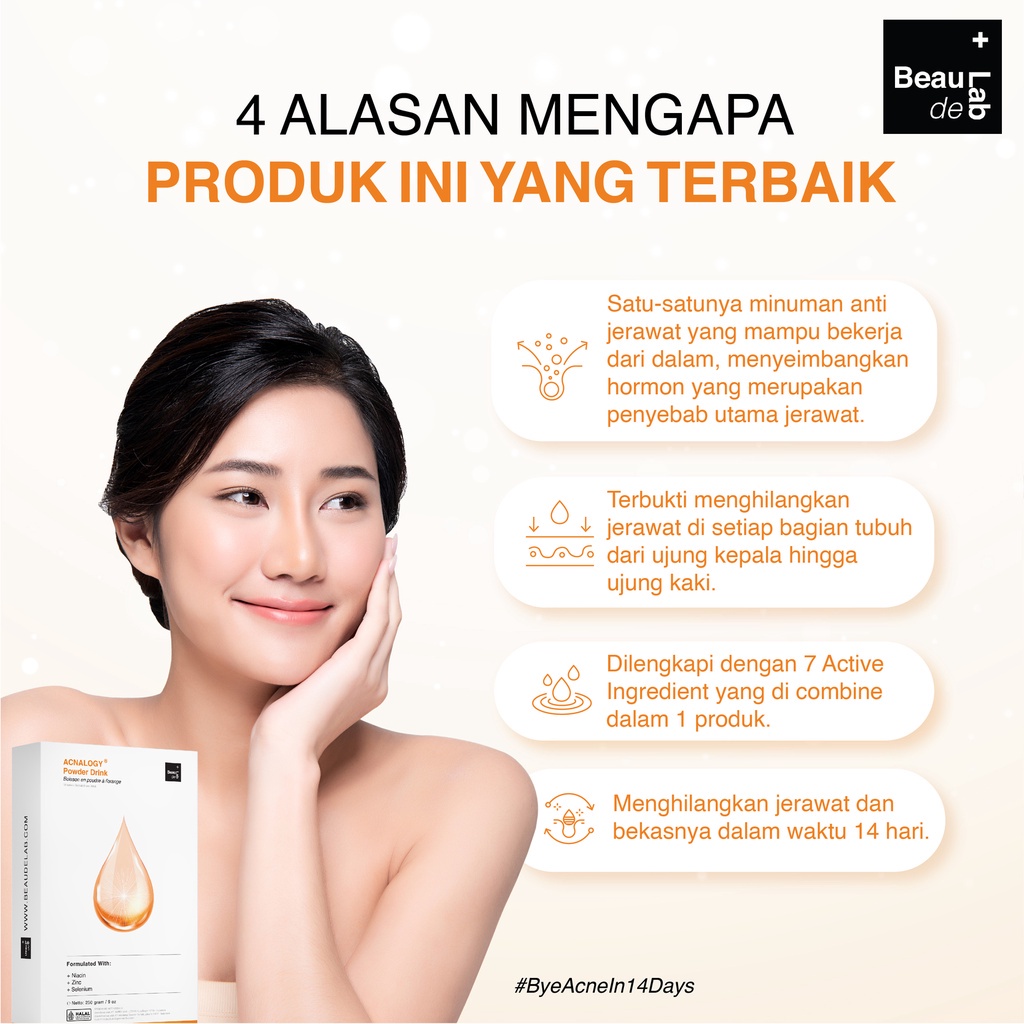 Beaudelab Acnalogy Powder Drink | Obat Minum Jerawat | Minuman Antioksidan | Penghilang Bekas Jerawat | Acne Treatment Drink