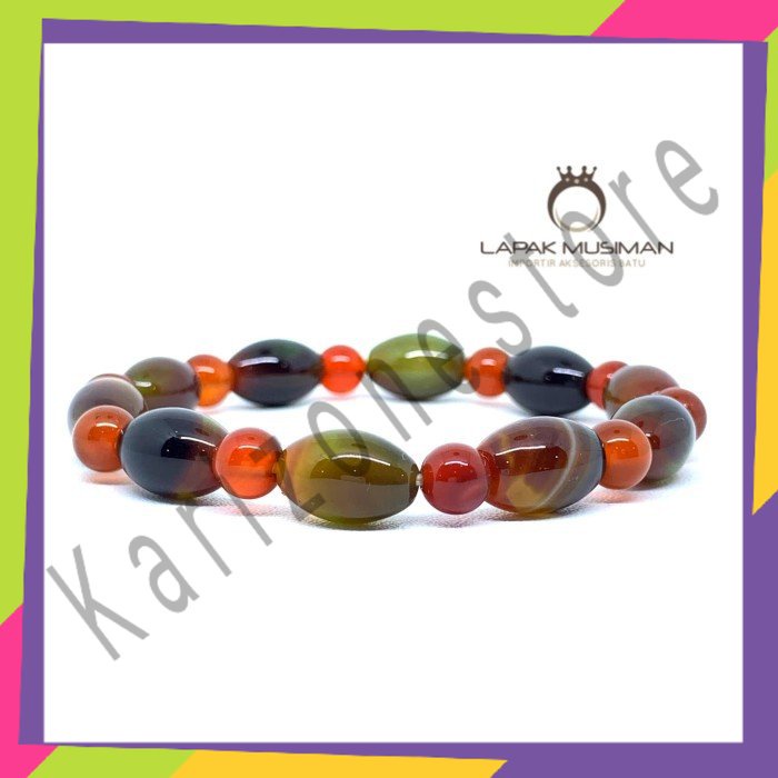 GELANG PRIA WANITA BATU AKIK EDONG PANCA WARNA ASLI NATURAL