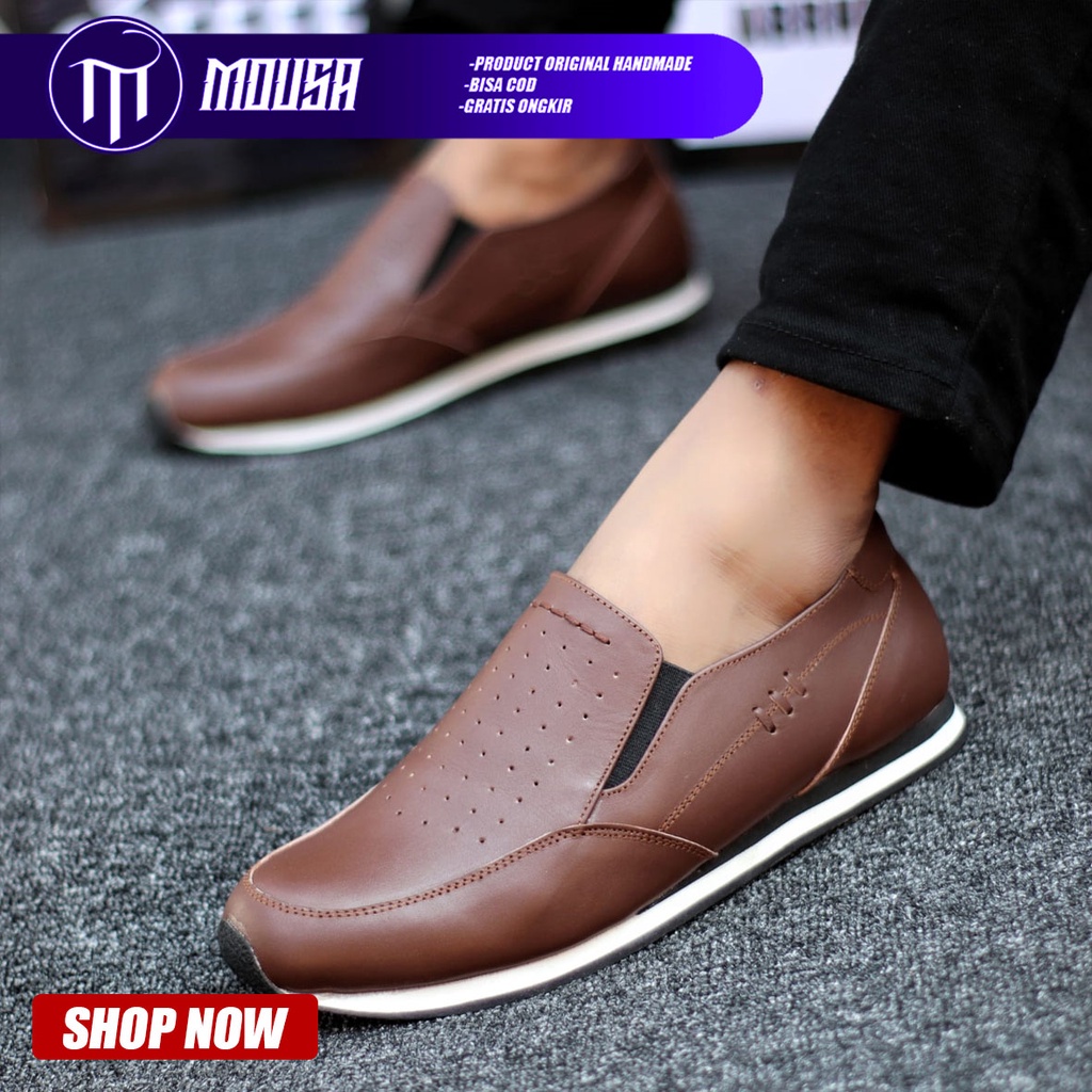 Sepatu Sneakers Pria Casual Kulit Asli Mousa Broli