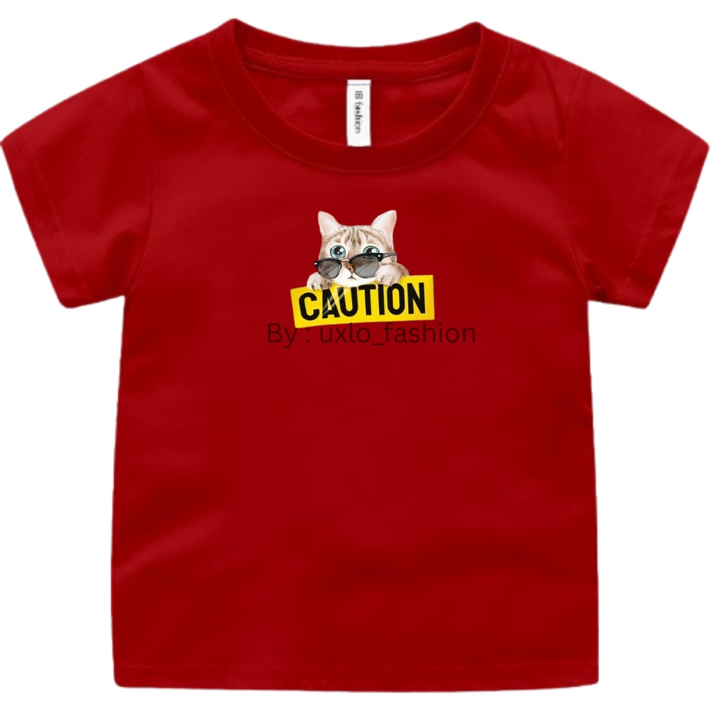 Baju Kaos Atasan Oblong Anak Perempuan Murah Umur 2-9 Tahun Gambar Kucing Lucu UXlo Fashion