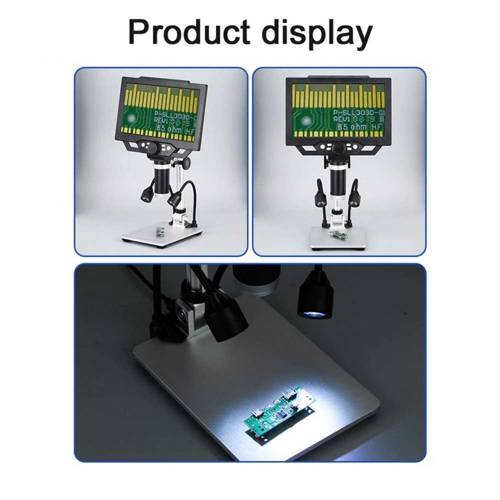 Mikroskop Digital Industri Recharge 12MP 1600X Monitor Dudukan Metal